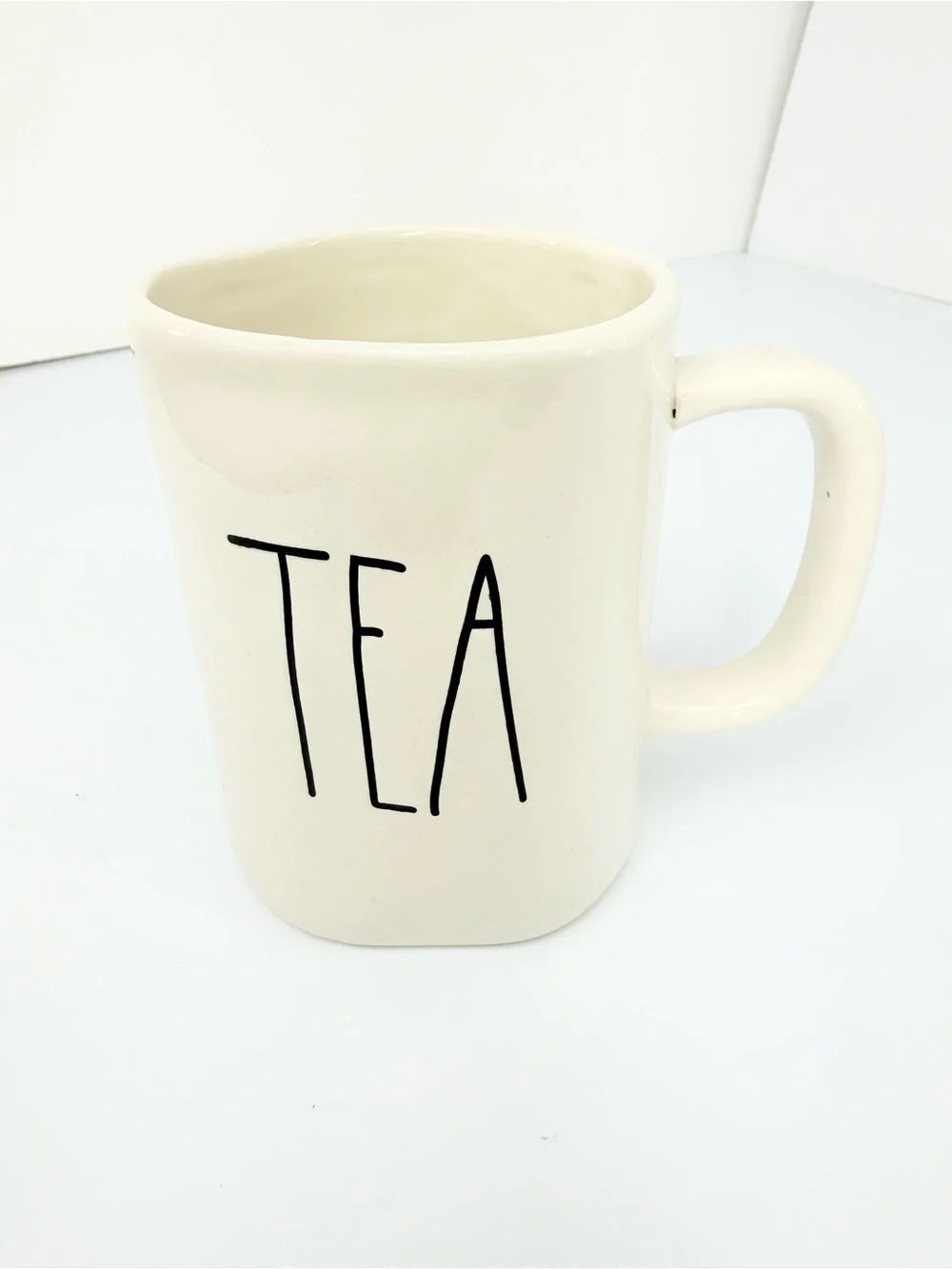 Magenta White Ceramic Black Script TEA Mug